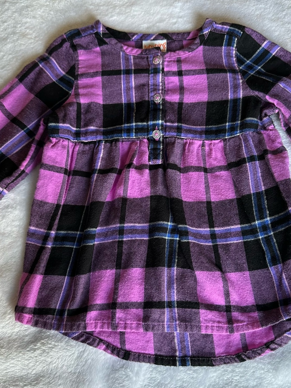jumping beans Pink and Black Plaid Peplum Button-Front Top